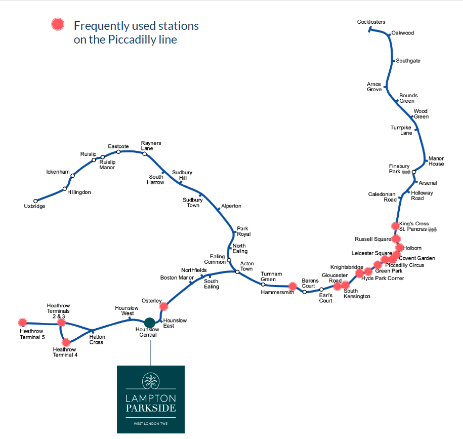 Heatrow havaalanı ve merkezi bağlayan piccadilly line üzerinde